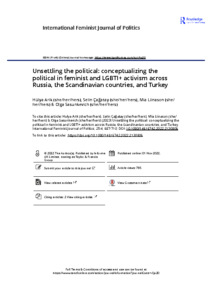 Arik, Hülya, Selin Çağatay, Mia Liinason, and Olga Sasunkevich. “Unsettling the Political: Conceptualizing the Political in Feminist and LGBTI+ Activism across Russia, the Scandinavian Countries, and Turkey.” International Feminist Journal of Politics 25, no. 4 (2023), 687–710.